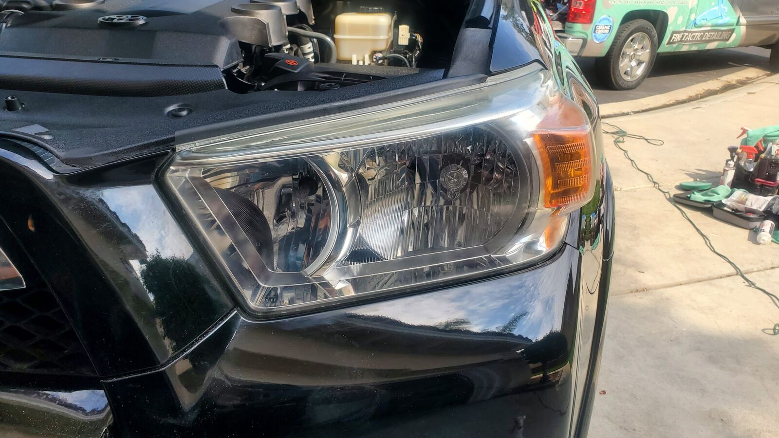 Crystal clear headlight after professional restoration